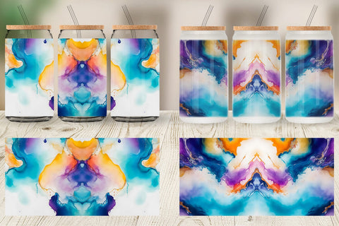 Glass Can Wrap Abstract Boho Alcohol Ink Sublimation artnoy 