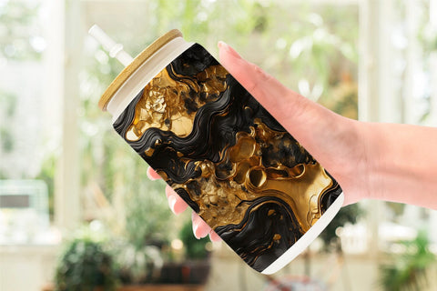 Glass Can Wrap Abstract Gold Lava Sublimation artnoy 