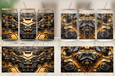Glass Can Wrap Abstract Gold Lava Sublimation artnoy 