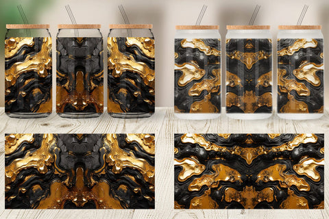 Glass Can Wrap Abstract Gold Lava Sublimation artnoy 