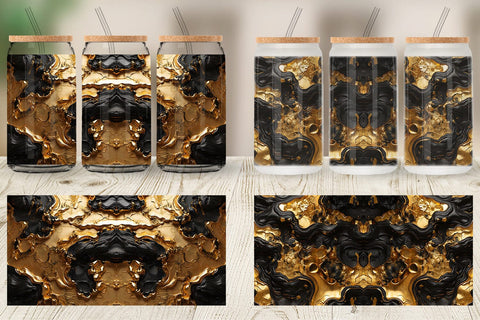 Glass Can Wrap Abstract Gold Lava Sublimation artnoy 