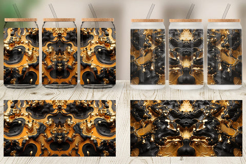 Glass Can Wrap Abstract Gold Lava Sublimation artnoy 