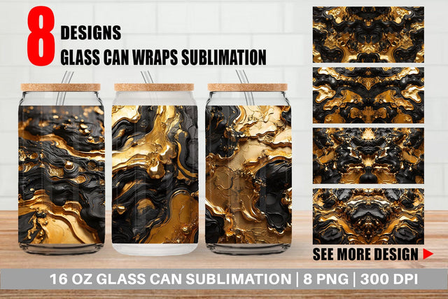 Glass Can Wrap Abstract Gold Lava Sublimation artnoy 