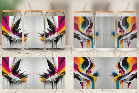 Glass Can Wrap Abstract Vibrant Colors Sublimation artnoy 