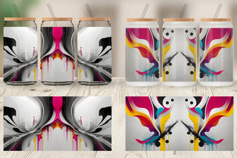 Glass Can Wrap Abstract Vibrant Colors Sublimation artnoy 