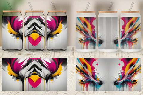 Glass Can Wrap Abstract Vibrant Colors Sublimation artnoy 