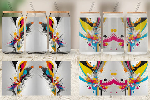 Glass Can Wrap Abstract Vibrant Colors Sublimation artnoy 