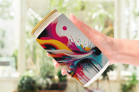 Glass Can Wrap Abstract Vibrant Colors Sublimation artnoy 