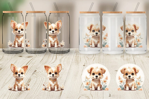 Glass Can Wrap Adorable Cute Dog Sublimation artnoy 