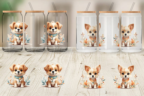 Glass Can Wrap Adorable Cute Dog Sublimation artnoy 
