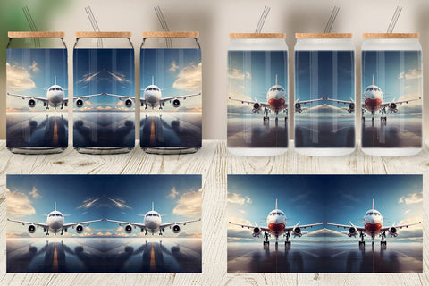Glass Can Wrap Airplane Sublimation artnoy 