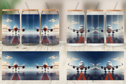 Glass Can Wrap Airplane Sublimation artnoy 