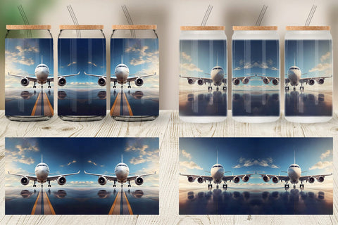 Glass Can Wrap Airplane Sublimation artnoy 