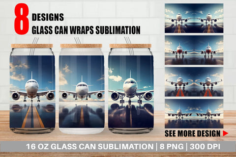 Glass Can Wrap Airplane Sublimation artnoy 