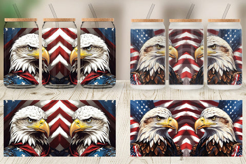 Glass Can Wrap American Eagle Sublimation artnoy 