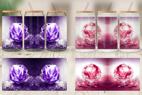 Glass Can Wrap Amethyst Crystal Sublimation artnoy 
