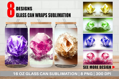Glass Can Wrap Amethyst Crystal Sublimation artnoy 