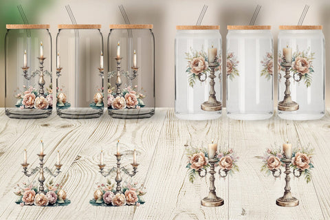 Glass Can Wrap Antique Candlestick Sublimation artnoy 