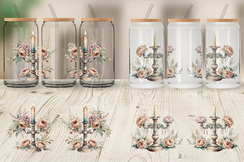 Glass Can Wrap Antique Candlestick Sublimation artnoy 