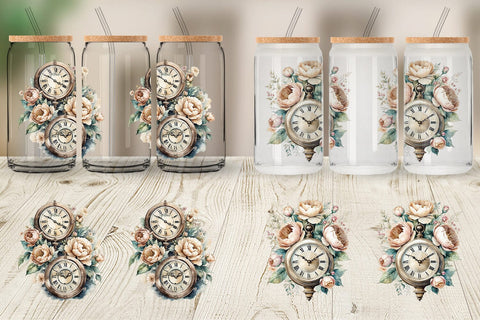 Glass Can Wrap Antique Clock Sublimation artnoy 