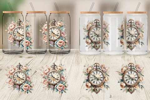 Glass Can Wrap Antique Clock Sublimation artnoy 