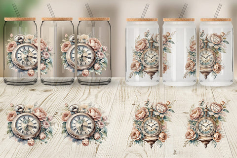 Glass Can Wrap Antique Clock Sublimation artnoy 