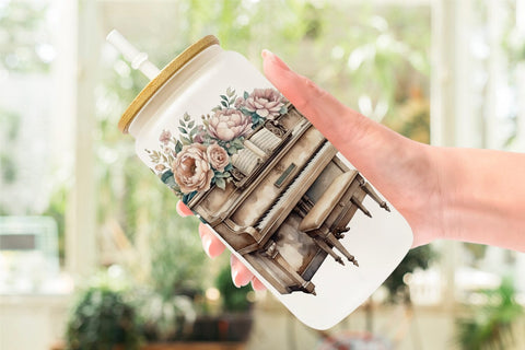 Glass Can Wrap Antique Piano Sublimation artnoy 