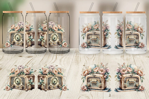 Glass Can Wrap Antique Radio Sublimation artnoy 