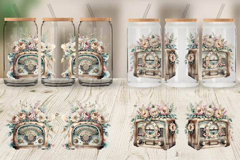Glass Can Wrap Antique Radio Sublimation artnoy 