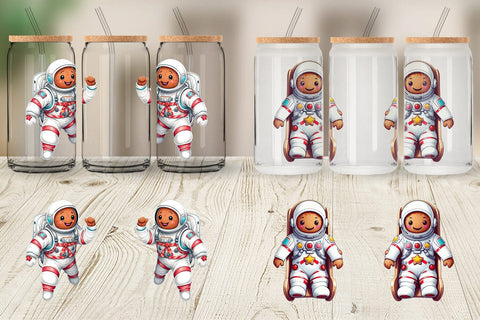 Glass Can Wrap Astronaut Gingerbread Sublimation artnoy 