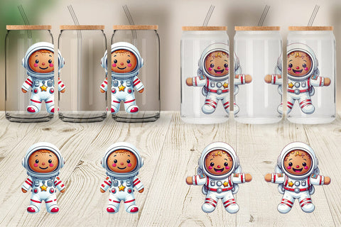 Glass Can Wrap Astronaut Gingerbread Sublimation artnoy 