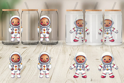 Glass Can Wrap Astronaut Gingerbread Sublimation artnoy 