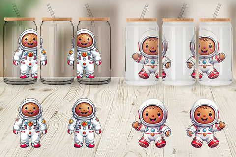 Glass Can Wrap Astronaut Gingerbread Sublimation artnoy 