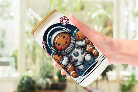 Glass Can Wrap Astronaut Gingerbread Sublimation artnoy 