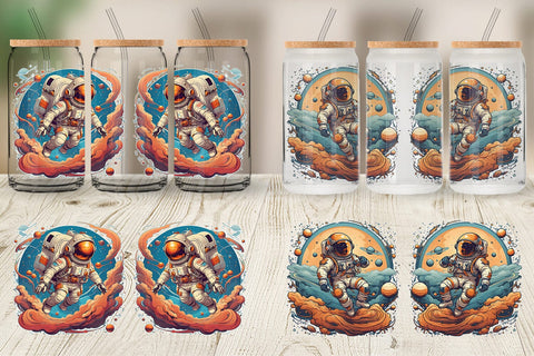 Glass Can Wrap Astronaut Illustration Sublimation artnoy 