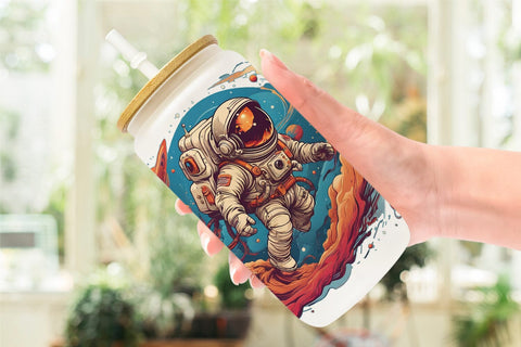 Glass Can Wrap Astronaut Illustration Sublimation artnoy 