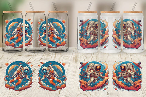 Glass Can Wrap Astronaut Illustration Sublimation artnoy 