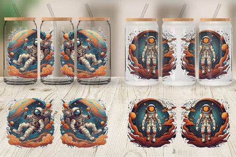 Glass Can Wrap Astronaut Illustration Sublimation artnoy 