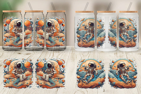Glass Can Wrap Astronaut Illustration Sublimation artnoy 