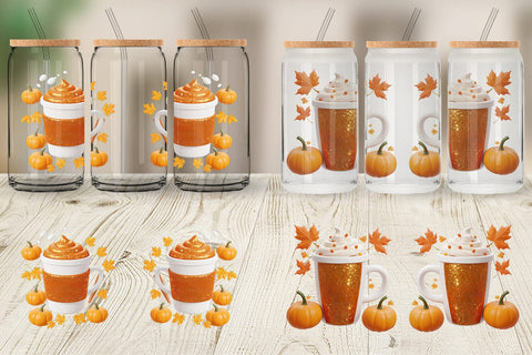 Glass Can Wrap Autumn Coffee Mug Sublimation artnoy 