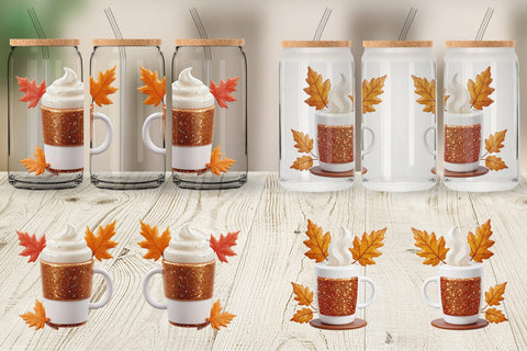 Glass Can Wrap Autumn Coffee Mug Sublimation artnoy 