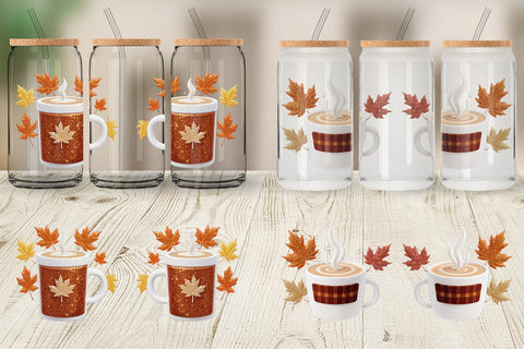 Glass Can Wrap Autumn Coffee Mug Sublimation artnoy 