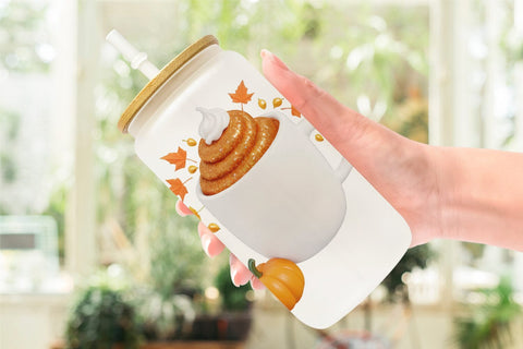 Glass Can Wrap Autumn Coffee Mug Sublimation artnoy 