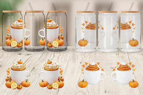 Glass Can Wrap Autumn Coffee Mug Sublimation artnoy 