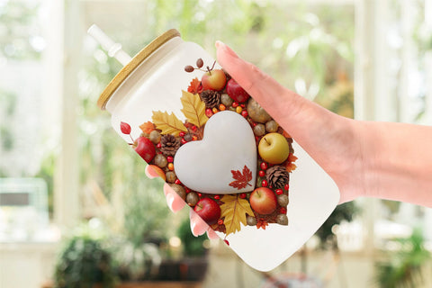 Glass Can Wrap Autumn Heart Sublimation artnoy 