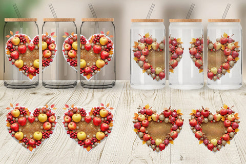 Glass Can Wrap Autumn Heart Sublimation artnoy 
