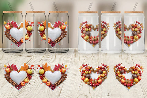 Glass Can Wrap Autumn Heart Sublimation artnoy 