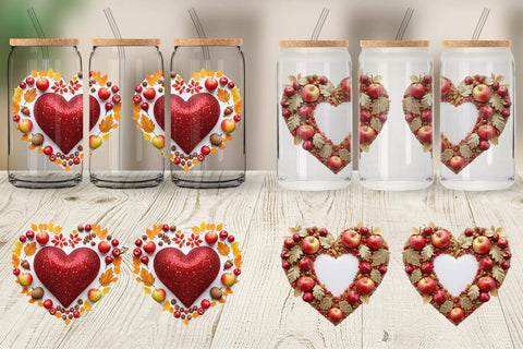 Glass Can Wrap Autumn Heart Sublimation artnoy 