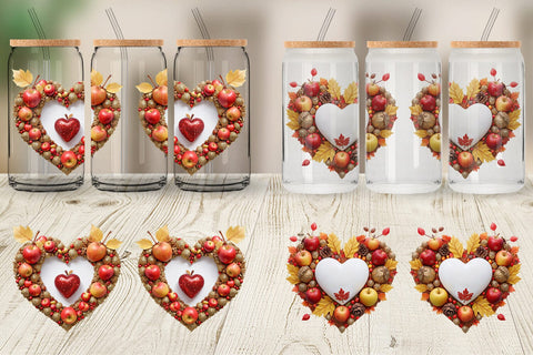 Glass Can Wrap Autumn Heart Sublimation artnoy 