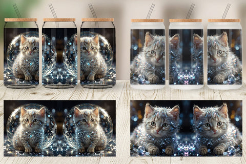 Glass Can Wrap Baby Cat Glitter Sublimation artnoy 